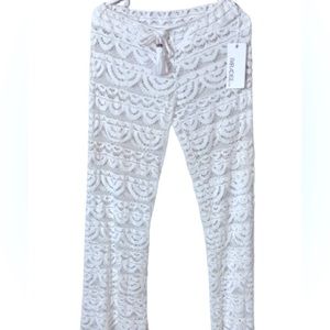 White lace beach cover up pants